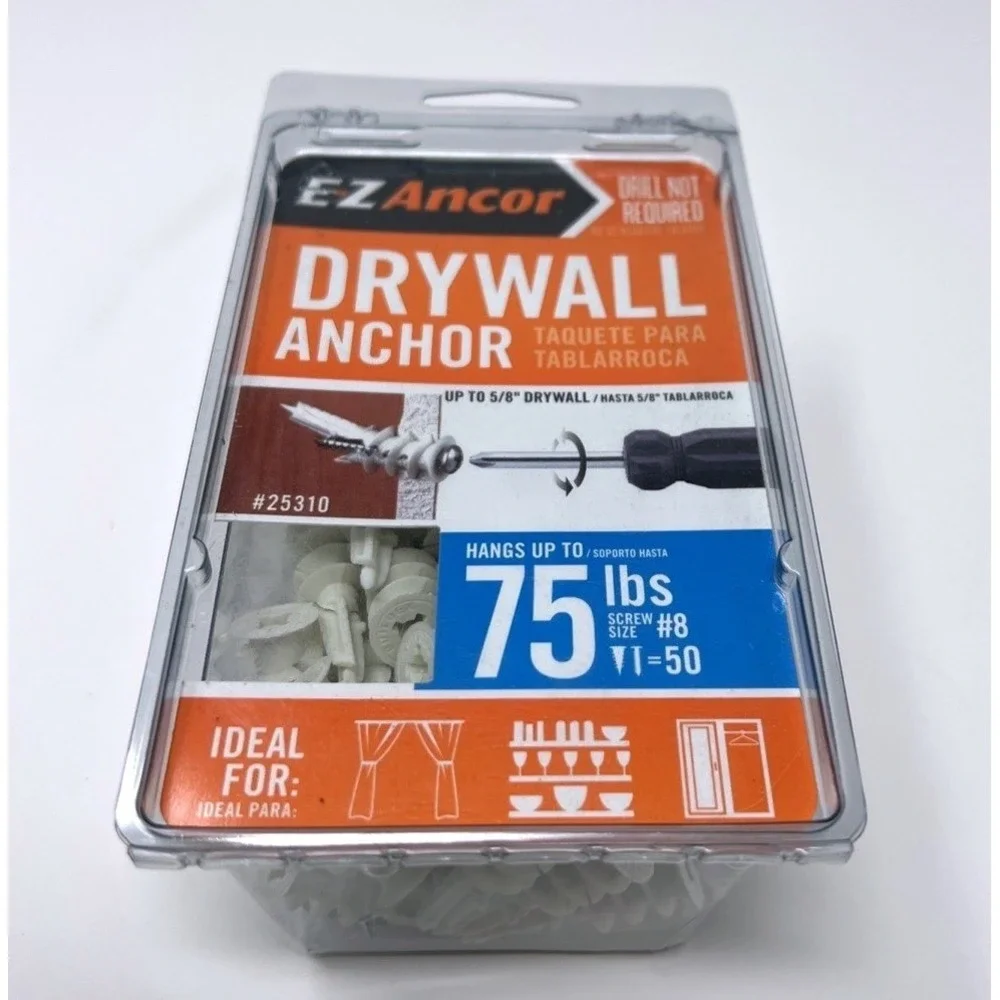 E-Z Ancor #25310 - Twist-N-Lock 75 lb. Self-Driving Drywall Anchor 50pc NIP 5/8